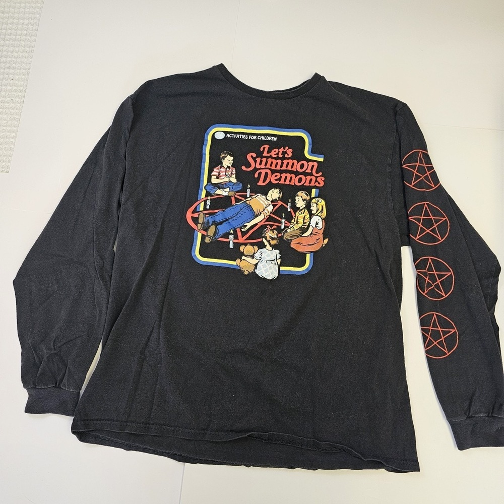 Let's Summon Demons Long Sleeve Black Shirt. Pentagram Ouija Board Seance (0044)